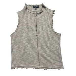 Miou Muse Ribbed Distressed Top Brown Size Medium